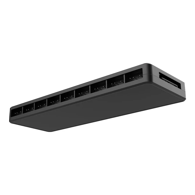Alt view image 5 of 7 - ARGB and PWM Fan hub,9 Ports RGB Hub,1 to 9 Multi Way Magnetic backplane Splitter 5V/3PIN Case Fan Hub Adapter PWM ARGB Fan Black