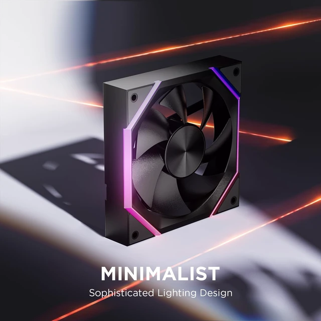 Alt view image 2 of 7 - Nyota 120mm Case Fan with Efficient Cooling, ARGB Fan Lighting, 800-1800RPM Speed Control, and Whisper-Quiet Operation Under 29 dB, Unique Design for PC