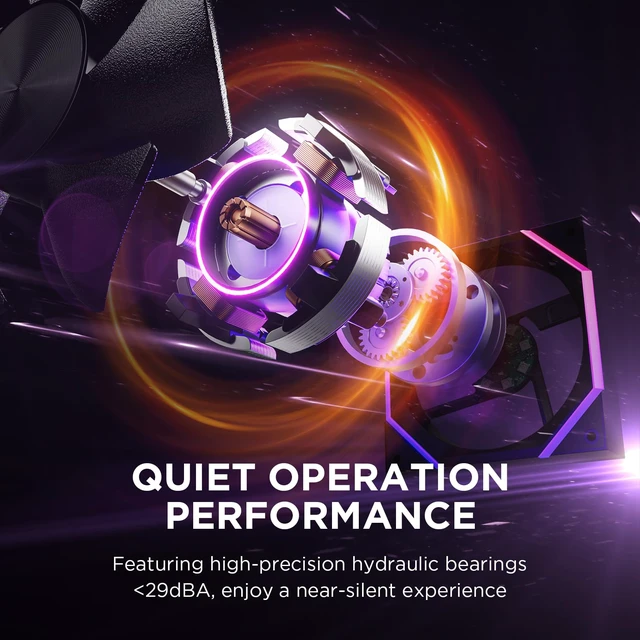 Alt view image 5 of 7 - Nyota 120mm Case Fan with Efficient Cooling, ARGB Fan Lighting, 800-1800RPM Speed Control, and Whisper-Quiet Operation Under 29 dB, Unique Design for PC