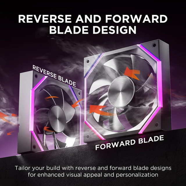 Alt view image 7 of 7 - Nyota 120mm Case Fan with Efficient Cooling, ARGB Fan Lighting, 800-1800RPM Speed Control, and Whisper-Quiet Operation Under 29 dB, Unique Design for PC