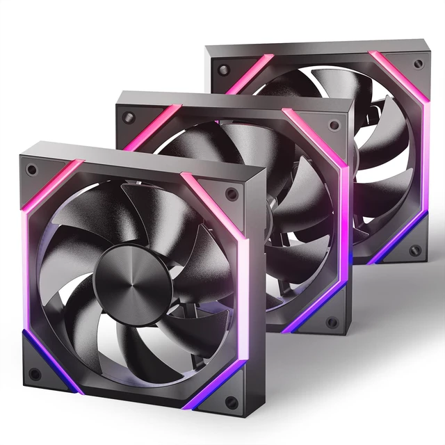 Main image of Nyota 120mm Case Fan with Efficient Cooling, ARGB Fan Lighting, 800-1800RPM Speed Control, and Whisper-Quiet Operation Under 29 dB, Unique Design for PC