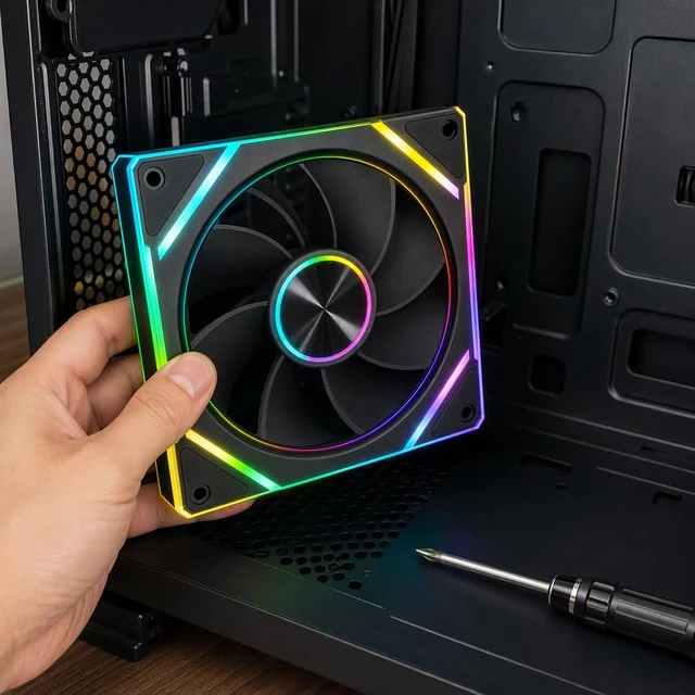Alt view image 6 of 7 - 120mm ARGB Case Fan, PWM Quiet 62 CFM PC Cooling Fan, 1 Fan | 650-1800 RPM hydraulic bearing, 20 dBA, 5V 3-pin addressable RGB, 120x120x25mm, fits gaming cases, radiators, CPU coolers