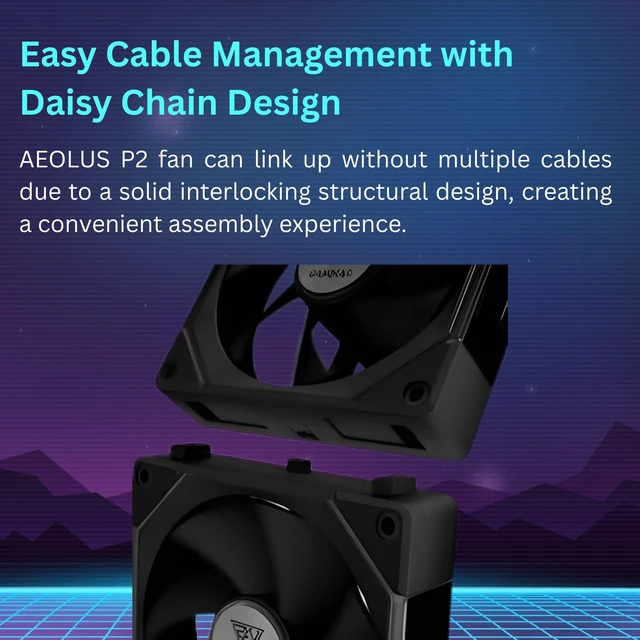 Alt view image 3 of 7 - ARGB Case Fan 120mm x1 & Reverse Blade x1, ARGB Motherboards Sync, Hassle-Free Cable Management with Cabless Daisy Chain Design, Quiet & 75CFM Airflow with 2400 RPM PWM RGB PC Fan, Aeolus P2