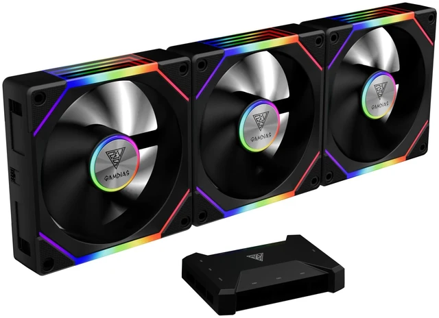 Main image of 3 Pack 120mm Case Fan & 3 Reverse Blades & 1 USB Hub, ARGB PWM PC Fans with RGB Motherboards Sync, Daisy Chain via Cable Management, 30mm Thickness Case Fans with 75CFM Airflow with 2400RPM