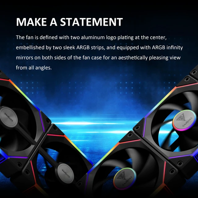 Alt view image 5 of 7 - 3 Pack 120mm Case Fan & 3 Reverse Blades & 1 USB Hub, ARGB PWM PC Fans with RGB Motherboards Sync, Daisy Chain via Cable Management, 30mm Thickness Case Fans with 75CFM Airflow with 2400RPM