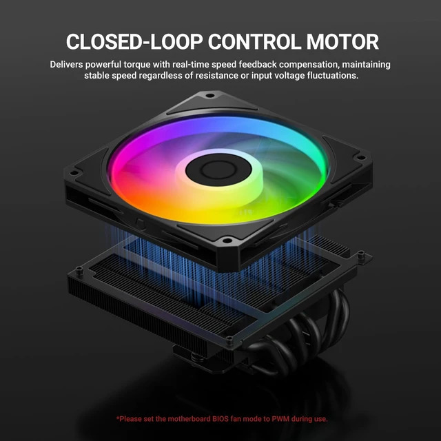 Alt view image 3 of 7 - AM-120-SLIM ARGB 120mm Slim PWM Case Fan, 15mm Low Profile Cooling Fan, 0-2500RPM, 59.6CFM High Airflow, 2.7mmHO Static Pressure, 4-Pin PWM for Mini-ITX, SFF PC Case & Radiator