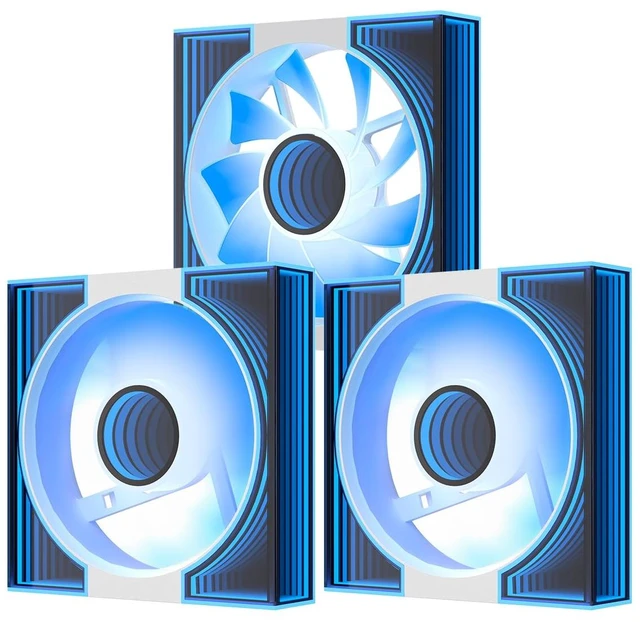 Main image of DM8 3-Pack Reverse Blade RGB PWM Fans, Dual Ring Infinity Mirror Case Fans, 1600RPM High Airflow 56CFM, Low Noise 32.5dBA, Computer Case Cooler Fan (White)