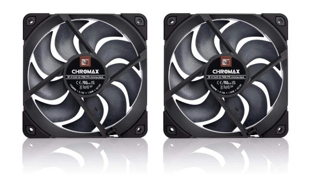 Alt view image 3 of 7 - NF-A12x25 G2 PWM Sx2-PP chromax.Black, High-End Quiet Fans 2x120mm | High Airflow & Static Pressure, Low-Noise 25mm Thick Fans, Speed-Offset 2-Pack, for Coolers/Radiators/Cases, 1800rpm 4-Pin