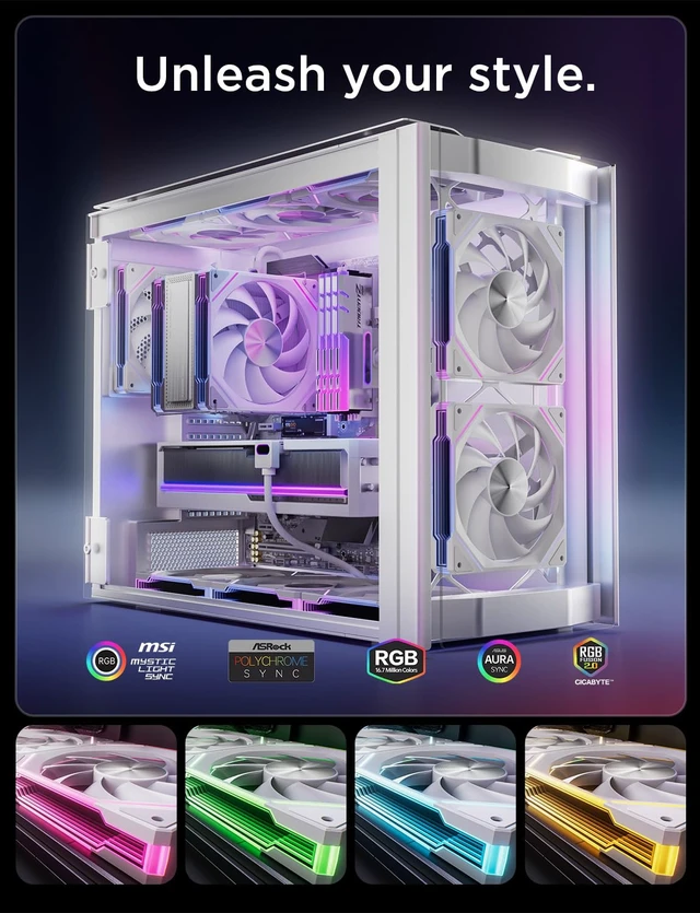 Alt view image 7 of 7 - AMICIPro 140mm ARGB PC Fans,Ultra-Quiet Operation <30dB, 1800 RPM HDB Bearings, 12 LED Lights, Aura SYNC Compatible for Enhanced Cooling and Visuals (Non-Illuminated Blade)