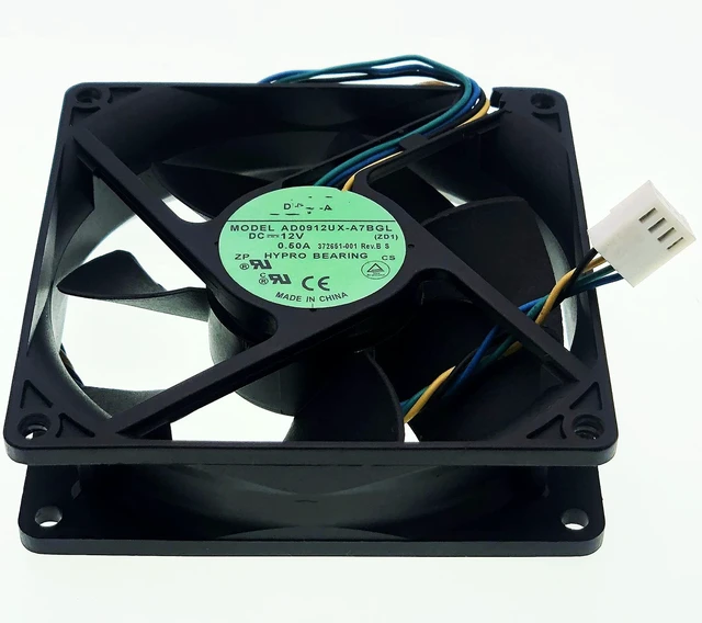 Alt view image 3 of 7 - for AD0912UX-A7BGL DC12V 0.50A 4-PIN/4-WIRE 90x90x25mm Case Fan, CPU case Cooling Fan for HP Computer
