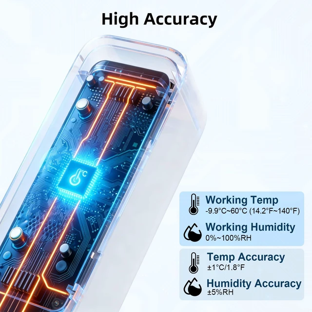 Alt view image 4 of 7 - Zigbee Indoor Outdoor Temperature Humidity Sensor IP65 Waterproof | Smart Thermometer Hygrometer, Compatible with Echo, SmartThings, Home Assistant, Tuya, Hub Required for Home Automation