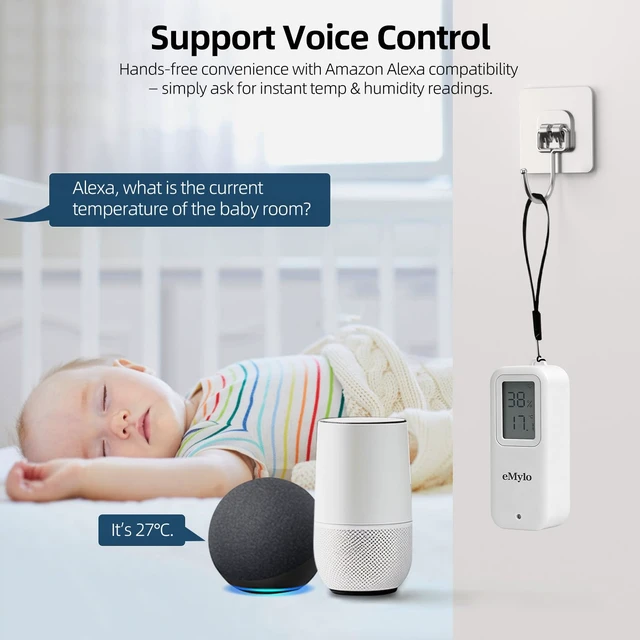 Alt view image 6 of 7 - Zigbee Indoor Outdoor Temperature Humidity Sensor IP65 Waterproof | Smart Thermometer Hygrometer, Compatible with Echo, SmartThings, Home Assistant, Tuya, Hub Required for Home Automation