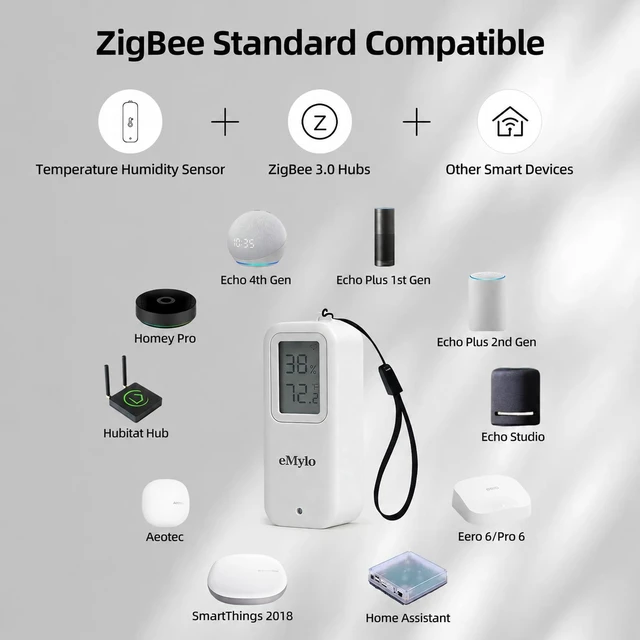 Alt view image 3 of 7 - Zigbee Indoor Outdoor Temperature Humidity Sensor IP65 Waterproof | Smart Thermometer Hygrometer, Compatible with Echo, SmartThings, Home Assistant, Tuya, Hub Required for Home Automation