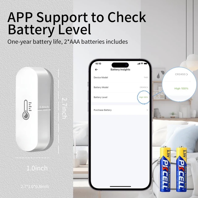Alt view image 7 of 7 - Zigbee Temperature Sensor, Humidity Sensor Thermometer for House, Compatible with Alexa & Google Assistant, eWeLink APP for Remote Monitoring and Home Automation, ZigBee 3.0 Hub Required