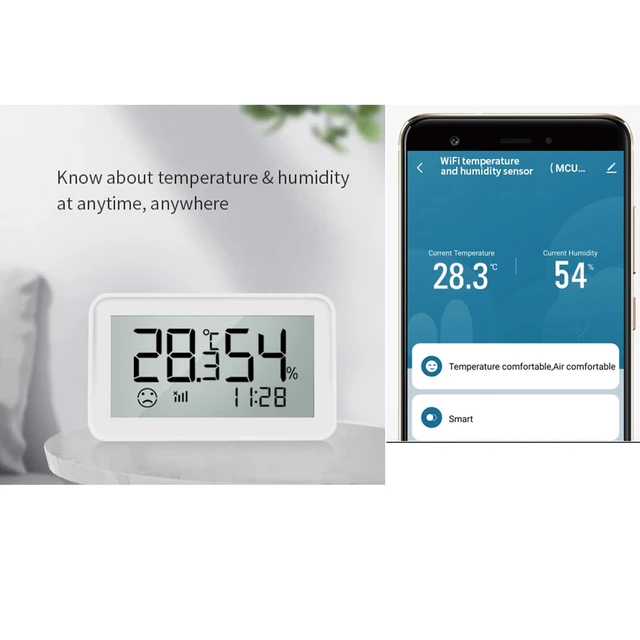 Alt view image 2 of 7 - Zigbee Temperature Humidity Sensor with LCD Display, Indoor Thermometer Hygrometer for Home Assistant, Alexa (Hub Required), Remote Monitoring for Guitar Case, Humidor & Greenhouse, SZT04E_Z
