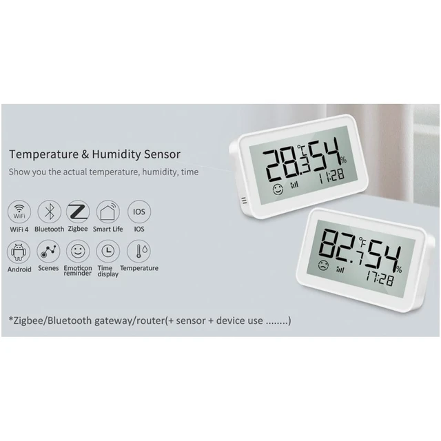 Alt view image 7 of 7 - Zigbee Temperature Humidity Sensor with LCD Display, Indoor Thermometer Hygrometer for Home Assistant, Alexa (Hub Required), Remote Monitoring for Guitar Case, Humidor & Greenhouse, SZT04E_Z