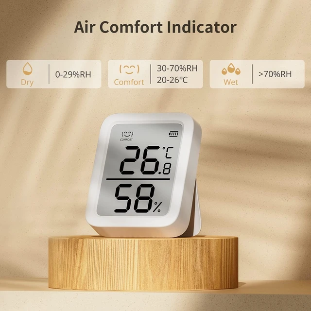 Alt view image 2 of 7 - Thermometer Hygrometer, Bluetooth Indoor Humidity Meter and Temperature Sensor with App Control, Large LCD Display, Notification Alerts, Data Storage Export, Remote Monitor for Home (2 Pack)
