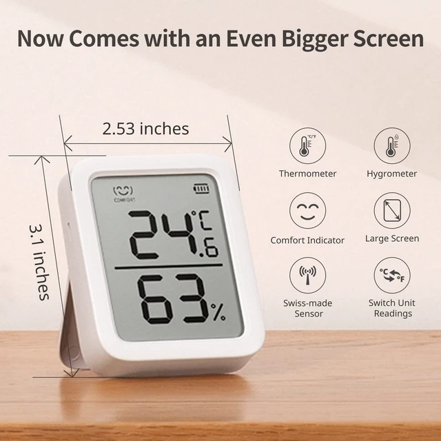 Alt view image 4 of 7 - Thermometer Hygrometer, Bluetooth Indoor Humidity Meter and Temperature Sensor with App Control, Large LCD Display, Notification Alerts, Data Storage Export, Remote Monitor for Home (2 Pack)