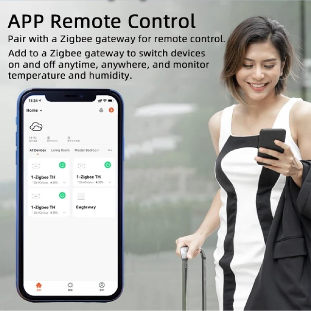 Alt view image 3 of 7 - Zigbee Temperature Sensor Controller with Waterproof Probe,Tuya app Remote 16A Smart Switch(tuya zigbee hub Needed)