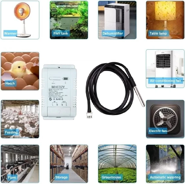 Alt view image 7 of 7 - Zigbee Temperature Sensor Controller with Waterproof Probe,Tuya app Remote 16A Smart Switch(tuya zigbee hub Needed)