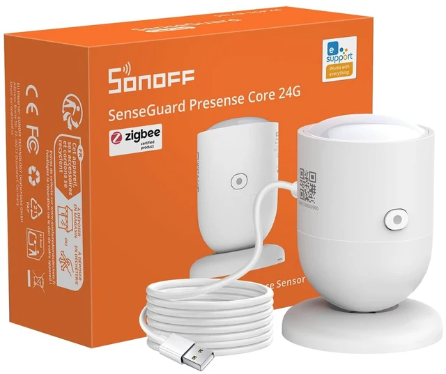Main image of SNZB-06P24 Zigbee Presence Sensor, 24GHz mmWave & Light Sensor, Zone Positioning, Self-Learning Calibration, USB-C Powered, Works with Home Assistant, Alexa, SmartThings, Hub Required