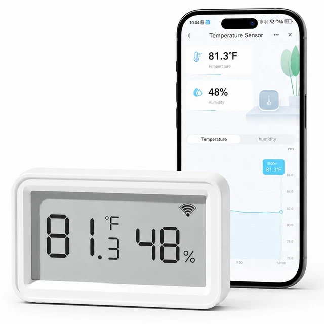 Main image of WiFi Thermometer Hygrometer, Smart Indoor Temperature Humidity Sensor | Digital Remote Monitor Temp/Humidity with LCD Display, App Alert, Data Export & Calibration for Home, Bedroom, Greenhouse