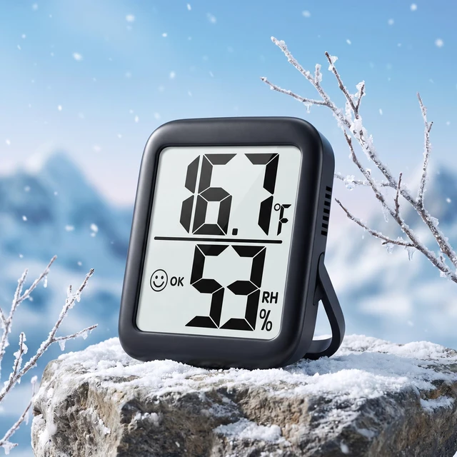Alt view image 2 of 7 - 2 Pack Room Thermometer Indoor Hygrometer | Monitor Temperature & Humidity, Accurate, Fast Read, Easy To View, Magnetic/Kickstand/Hanging, /, w/ Battery, Compact