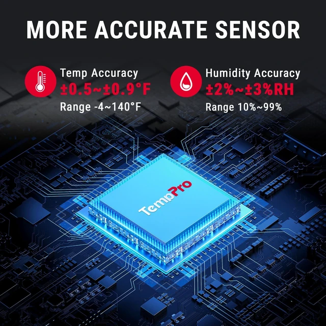 Alt view image 2 of 7 - TempAir Bluetooth Thermometer Hygrometer, 260 ft Temperature Sensor | Greenhouse Thermometer with Remote App Control, Temperature and Humidity Monitor with 2-Year Data Logging Export