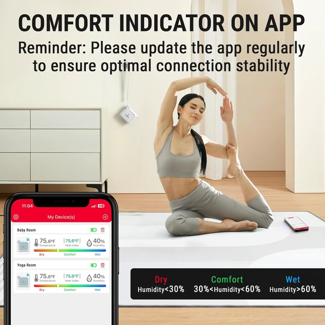 Alt view image 6 of 7 - TempAir Bluetooth Thermometer Hygrometer, 260 ft Temperature Sensor | Greenhouse Thermometer with Remote App Control, Temperature and Humidity Monitor with 2-Year Data Logging Export