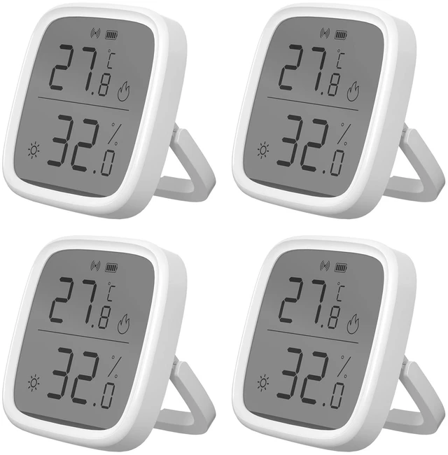 Main image of Zigbee Indoor Temperature Humidity Sensor, SNZB-02D LCD Zigbee Thermometer Hygrometer, Works with Alexa, Google Home for Remote Monitoring and Home Automation, ZigBee 3.0 Hub Required, 4-Pack