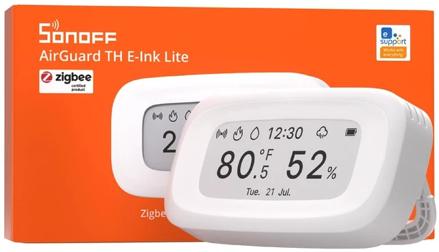Main image of Zigbee Thermometer Hygrometer SNZB-02UL with 2.9" E-Ink Display | Indoor Temperature Humidity Sensor with App Alerts, Remote Monitoring for Bedroom, Wine Cellar, Greenhouse