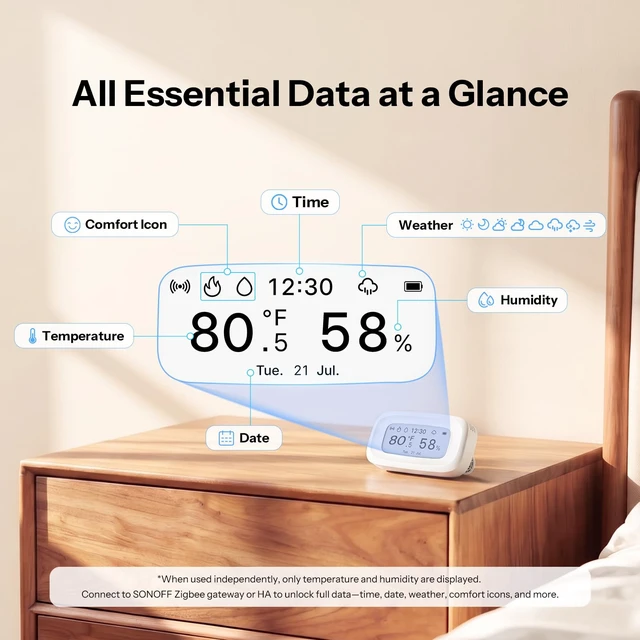 Alt view image 4 of 7 - Zigbee Thermometer Hygrometer SNZB-02UL with 2.9" E-Ink Display | Indoor Temperature Humidity Sensor with App Alerts, Remote Monitoring for Bedroom, Wine Cellar, Greenhouse