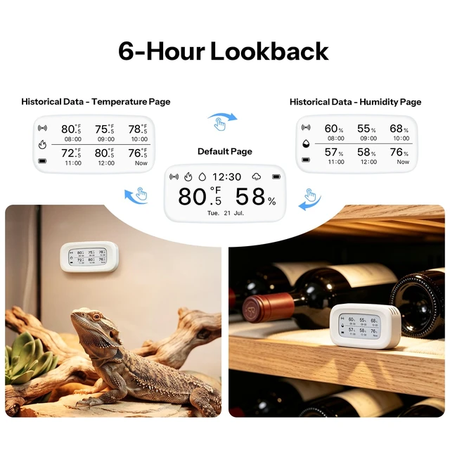 Alt view image 5 of 7 - Zigbee Thermometer Hygrometer SNZB-02UL with 2.9" E-Ink Display | Indoor Temperature Humidity Sensor with App Alerts, Remote Monitoring for Bedroom, Wine Cellar, Greenhouse