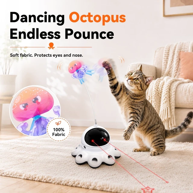 Alt view image 5 of 7 - 3-in-1 Cat Laser Toy,Interactive Automatic Motion Activated Moving 8 Holes Whack A Mole Feather, Rechargeable Electronic Smart Sensor Kitten Toys