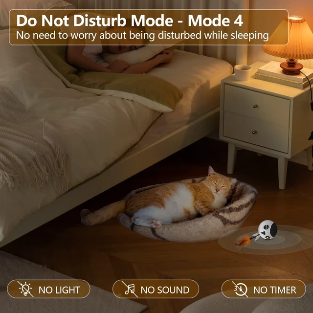 Alt view image 4 of 7 - Cat Toys Ball, Smart Motion Sensor Moving Ball with 4 Sounds& 3 Speed Modes | Interactive Automatic Cat Toy for Indoor Cats,Fast Rolling Motion Activated Chirping Stimulating Light, 2 Feather Refill