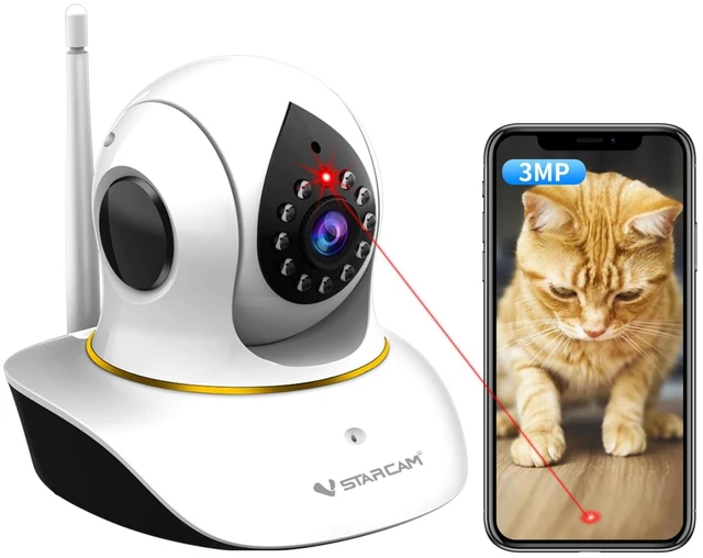 Main image of Pet Camera with Laser, 3MP 2.4GHz WiFi Interactive Dog & Cat Laser Toy with Night Vision, Motion Detection Alerts, APP Remote Control Indoor Security Camera for Pet Monitoring