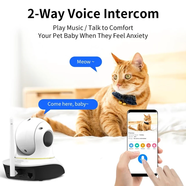 Alt view image 4 of 7 - Pet Camera with Laser, 3MP 2.4GHz WiFi Interactive Dog & Cat Laser Toy with Night Vision, Motion Detection Alerts, APP Remote Control Indoor Security Camera for Pet Monitoring