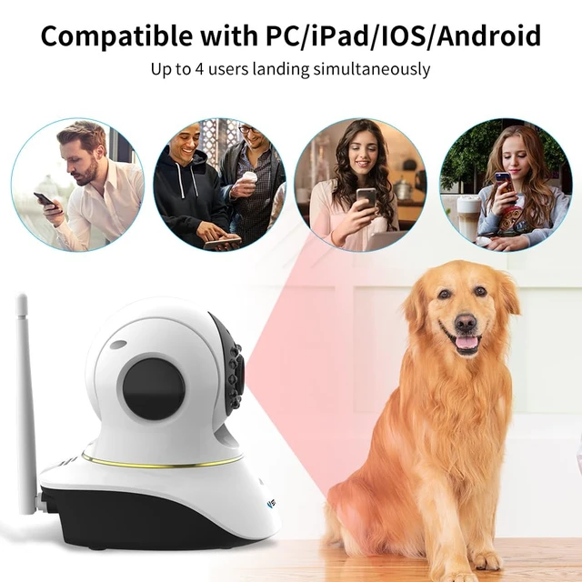 Alt view image 5 of 7 - Pet Camera with Laser, 3MP 2.4GHz WiFi Interactive Dog & Cat Laser Toy with Night Vision, Motion Detection Alerts, APP Remote Control Indoor Security Camera for Pet Monitoring