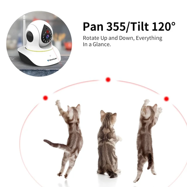 Alt view image 7 of 7 - Pet Camera with Laser, 3MP 2.4GHz WiFi Interactive Dog & Cat Laser Toy with Night Vision, Motion Detection Alerts, APP Remote Control Indoor Security Camera for Pet Monitoring