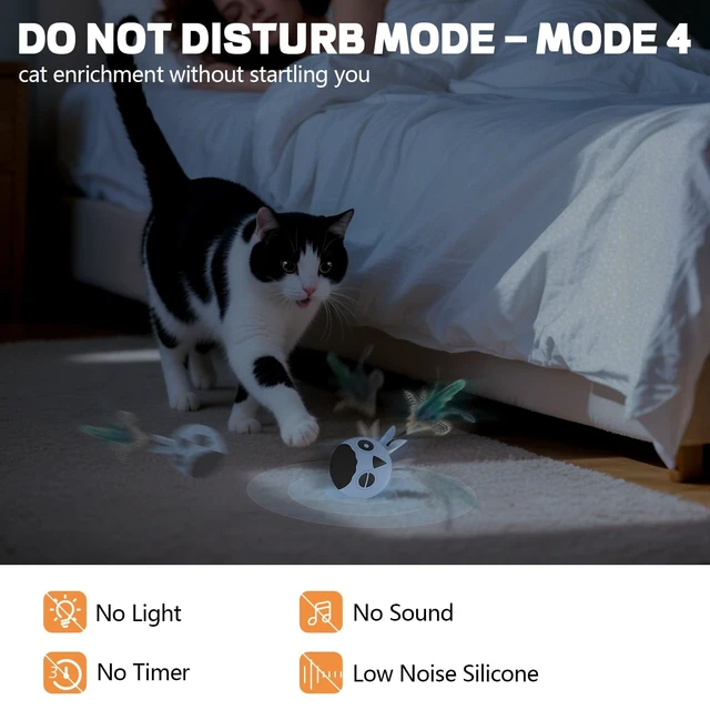 Alt view image 3 of 7 - Cat Ball Toy, Upgraded Smart Motion Sensor Moving Ball with 3 Speed Modes & 4 Sounds, Interactive Toy for Indoor Cats, Motion Activated, Chirping Light, 2 Feather Tails(Blue)