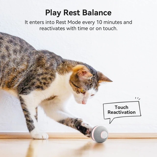 Alt view image 5 of 7 - Smart Interactive Cat Toy, Automatic Moving Bouncing Rolling Ball for Indoor Cat Kitten, Peppy Pet Ball with Lights and Bell, Grey
