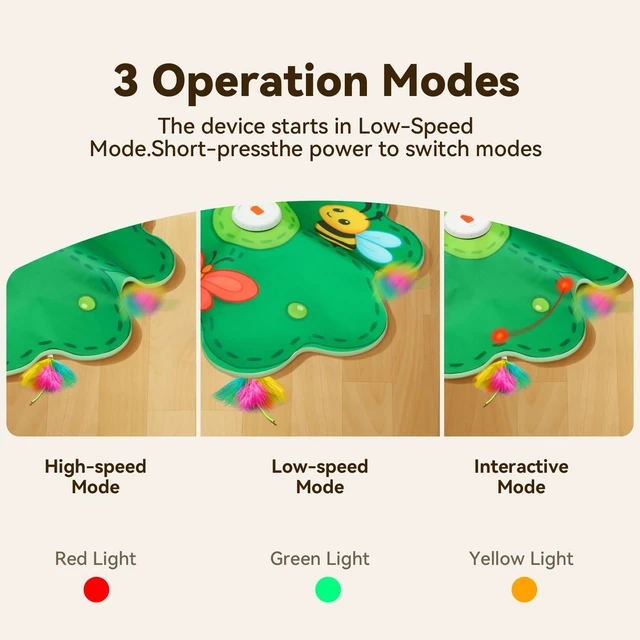Alt view image 3 of 7 - Rechargeable Cat Toys, 2 in 1 Hide and Seek Game Interactive Cat Toy, Movable LED Red Dot, Concealed Feathers, Durable Exercise Toys for Indoor Cats, Bored Adult Cats Wand Toy, Green