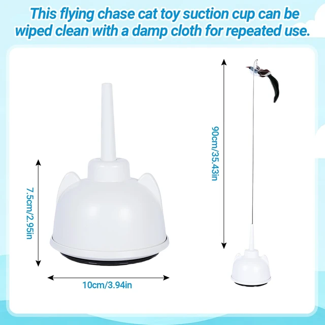 Alt view image 6 of 7 - Interactive Cat Toys for Indoor Cats, Automatic 360° Spinning Cat Wand Toy, Strong Suction Cup Base, USB Rechargeable, Detachable Wand, 2 Feather Refills, 2 Speeds, 3 Modes for Cats of All Ages
