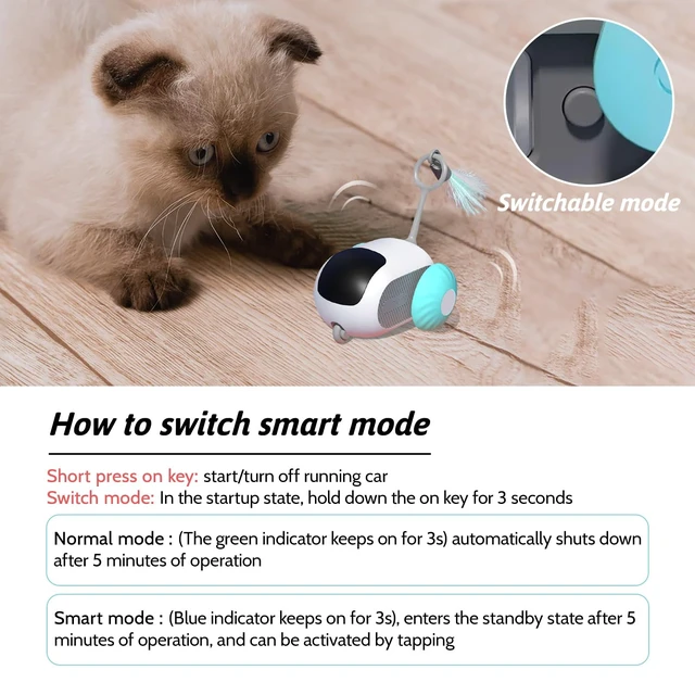Alt view image 5 of 7 - Remote Control Smart Cat Toy, Interactive Cat Toys for Indoor Cats | Blue, Electric Cat Toy, Gravity Automatic Mobile Car Toy, Cats Mouse Toys, Moving Cat Toys, USB Rechargeable