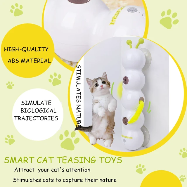 Alt view image 3 of 7 - Caterpillar Cat Toy, Interactive with Worm Design, Automatic Cat Toy with Motion Sensor, Replaceable Tails Bite Resistant USB Rechargeable Teaser with Suction Cup,Indoor Cats for Daily Play