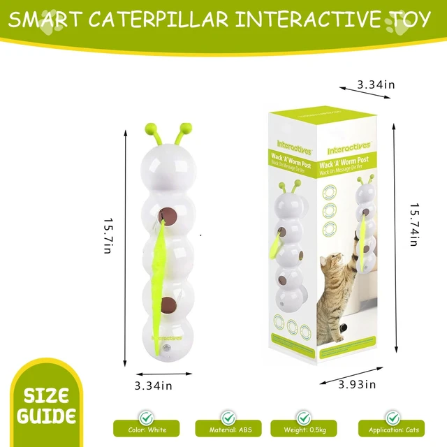 Alt view image 5 of 7 - Caterpillar Cat Toy, Interactive with Worm Design, Automatic Cat Toy with Motion Sensor, Replaceable Tails Bite Resistant USB Rechargeable Teaser with Suction Cup,Indoor Cats for Daily Play