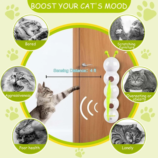 Alt view image 4 of 7 - Caterpillar Cat Toy, Interactive with Worm Design, Automatic Cat Toy with Motion Sensor, Replaceable Tails Bite Resistant USB Rechargeable Teaser with Suction Cup,Indoor Cats for Daily Play