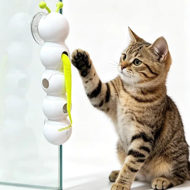 Alt view image 6 of 7 - Caterpillar Cat Toy, Interactive with Worm Design, Automatic Cat Toy with Motion Sensor, Replaceable Tails Bite Resistant USB Rechargeable Teaser with Suction Cup,Indoor Cats for Daily Play