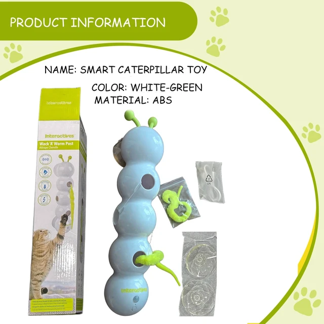 Alt view image 7 of 7 - Caterpillar Cat Toy, Interactive with Worm Design, Automatic Cat Toy with Motion Sensor, Replaceable Tails Bite Resistant USB Rechargeable Teaser with Suction Cup,Indoor Cats for Daily Play