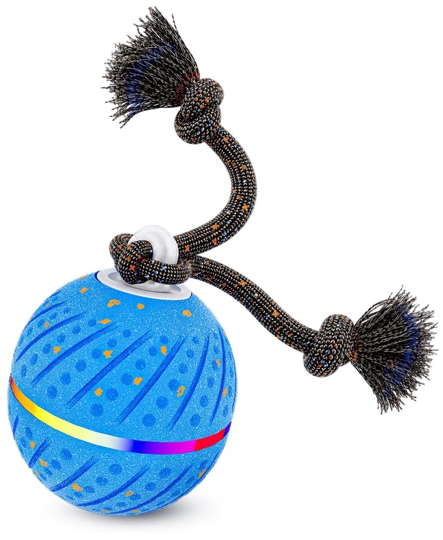 Main image of Smart Interactive Dog Toys Ball for Aggressive Chewers Medium Large,E-TPU 1 Auto-Moving & Bouncing Ball, 2 Modes with RGB Lights & Bird Sounds,Bite-Resistant Rope, IP54 Waterproof, Type-C Fast Charge